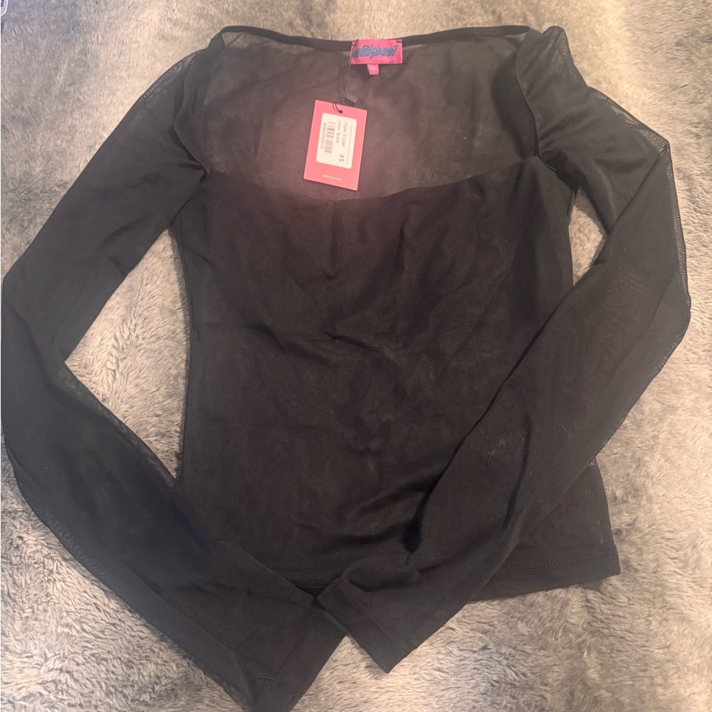 Edikted Sheer Black Long Sleeve Top